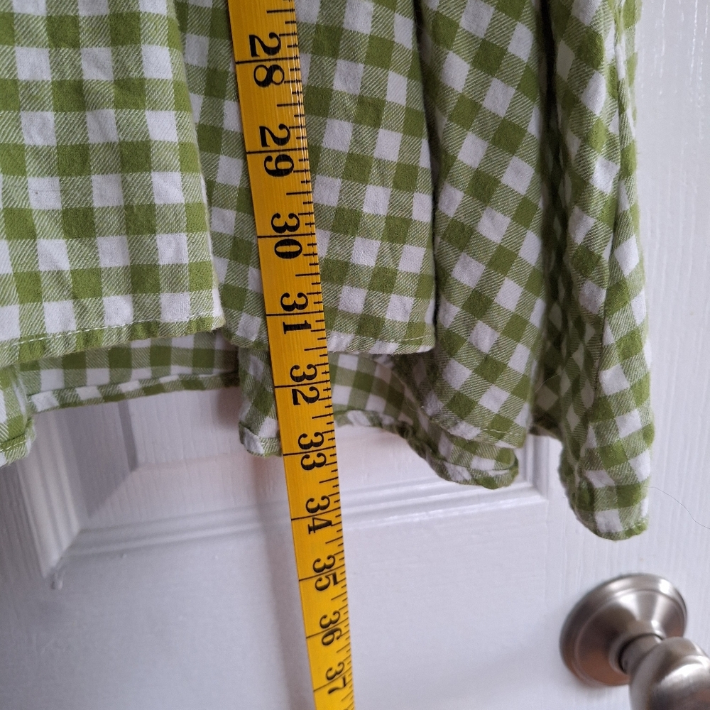 Shiny By Nature Green Gingham Babydoll Dress Size Large - Picture 8 of 8